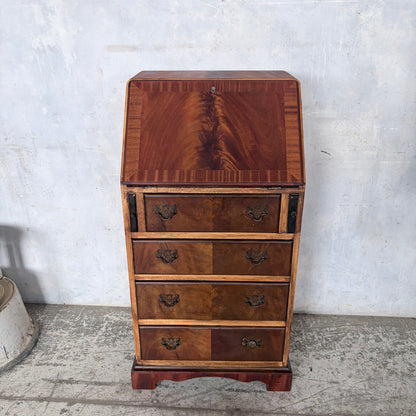 Antique Mahogany & Oak Fall-Front Writing Bureau | Compact Bureau Desk with Drawers