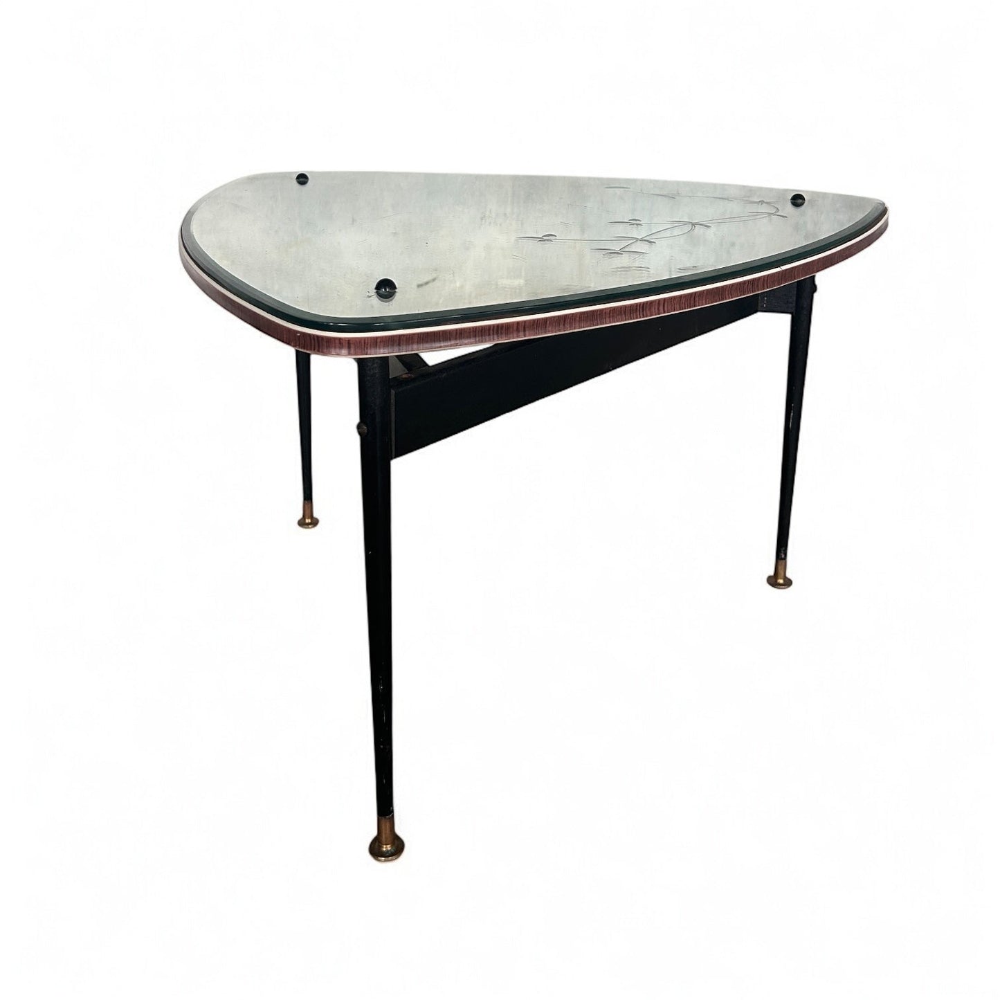 Space Age Mirrored Coffee Table with Ebonised Legs, c.1970s
