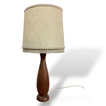 Mid Century Teak Table Lamp with Original Hessian Shade