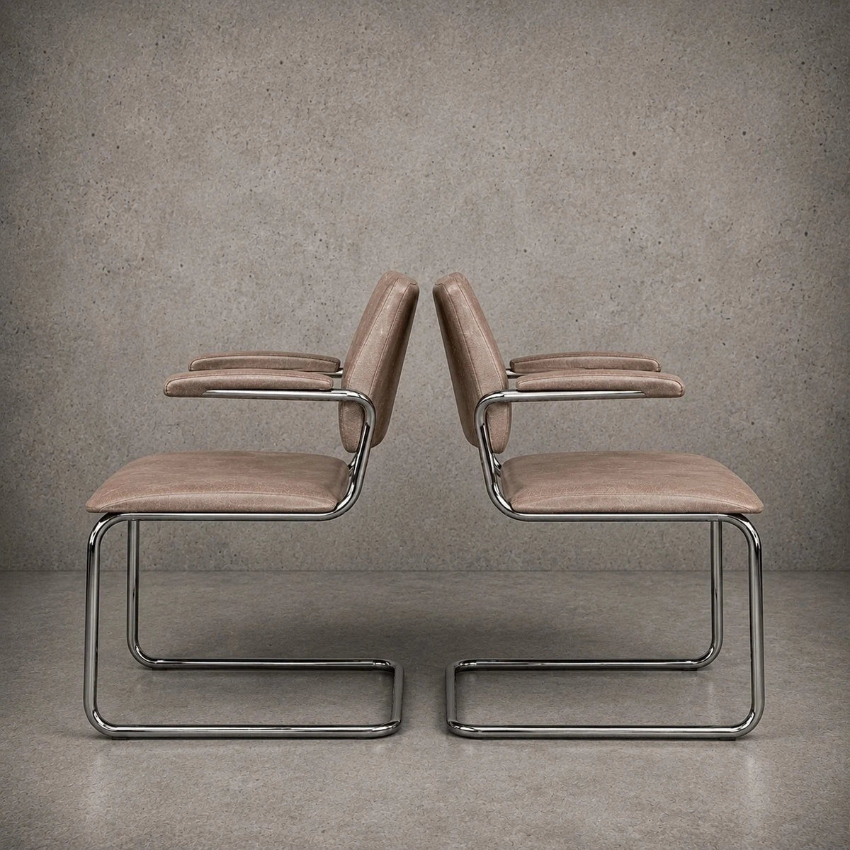 Vintage Bauhaus cantilever armchairs side view