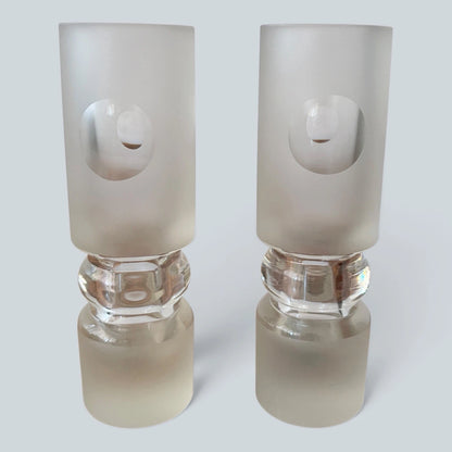 Pair of Polish frosted glass sculptural vases – view 1
