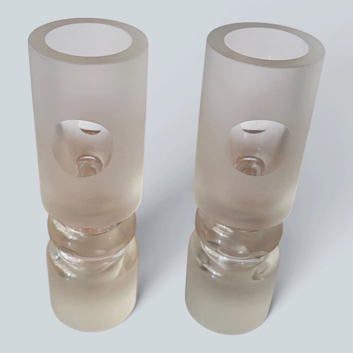 Pair of Polish frosted glass sculptural vases – view 2