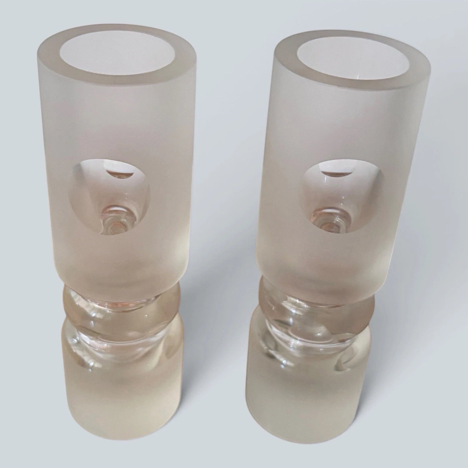 Pair of Polish frosted glass sculptural vases – view 2