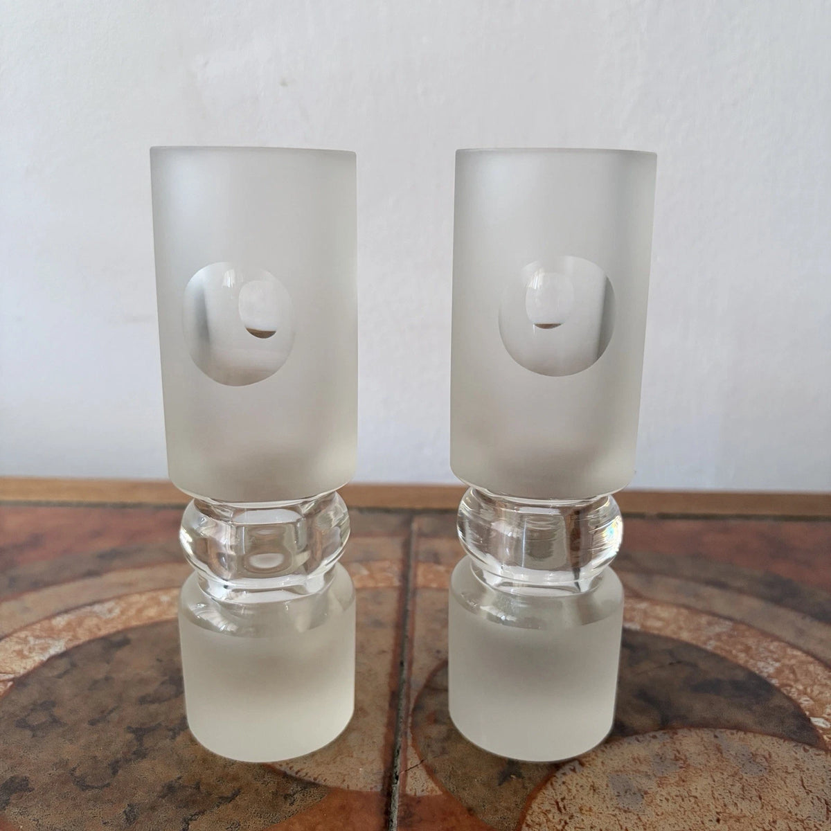 Pair of Polish frosted glass sculptural vases – view 3