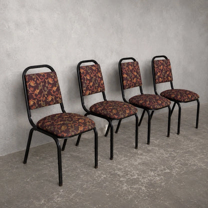 Mid-century tubular metal stacking dining chairs – view 1