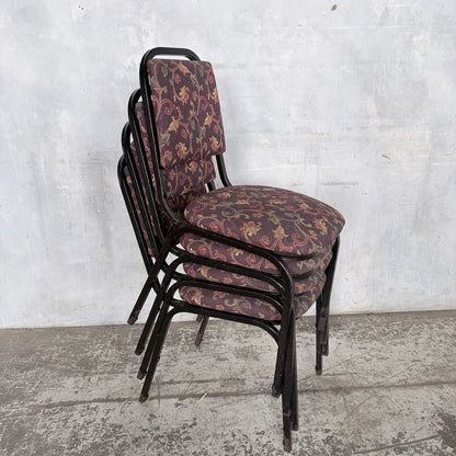 Mid-century tubular metal stacking dining chairs – view 2