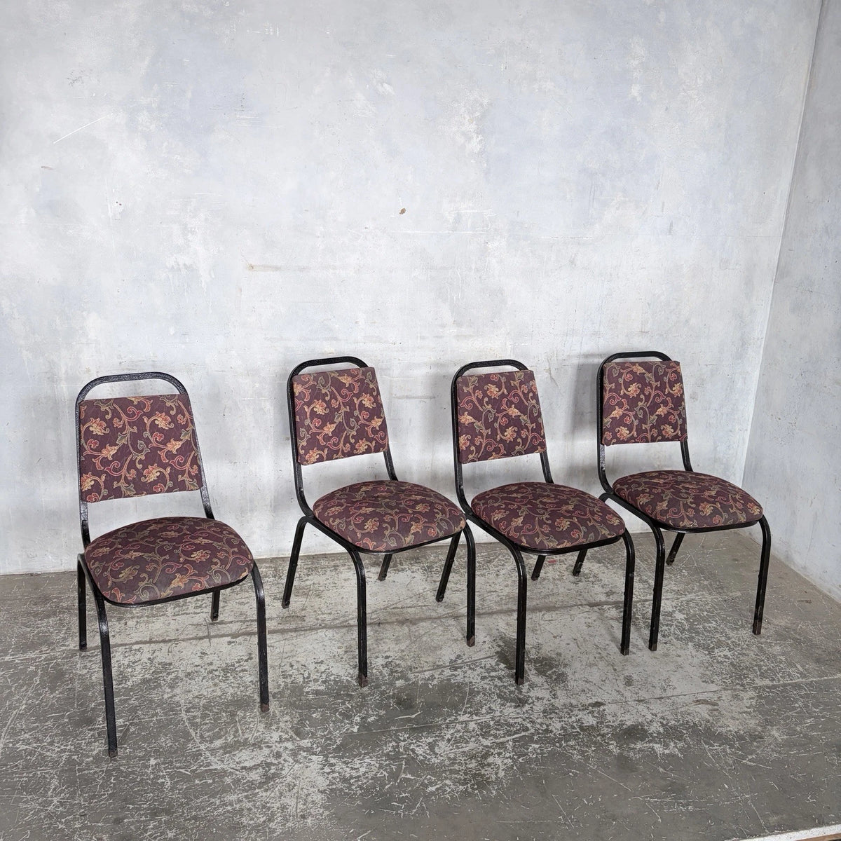 Mid-century tubular metal stacking dining chairs – view 4