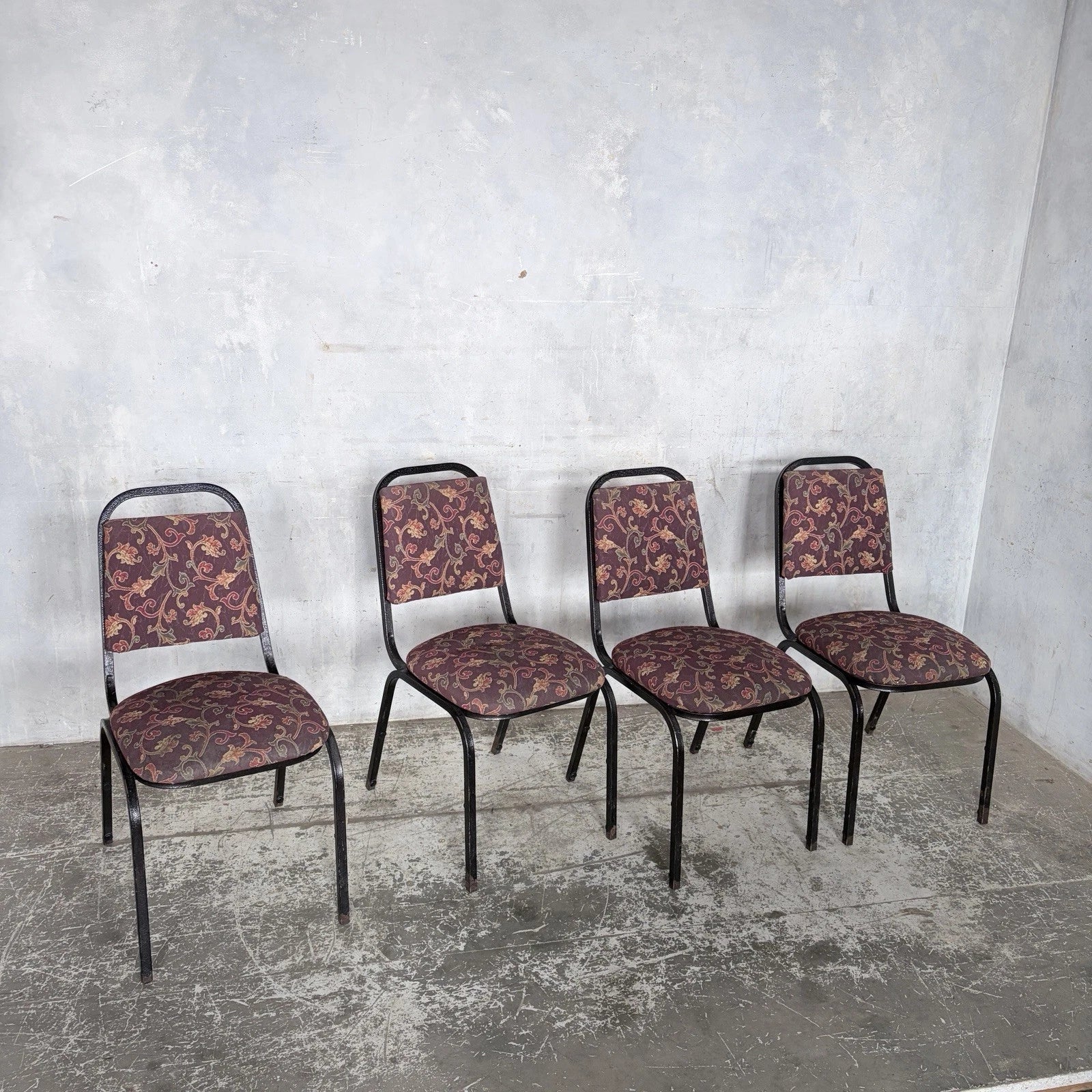 Mid-century tubular metal stacking dining chairs – view 4