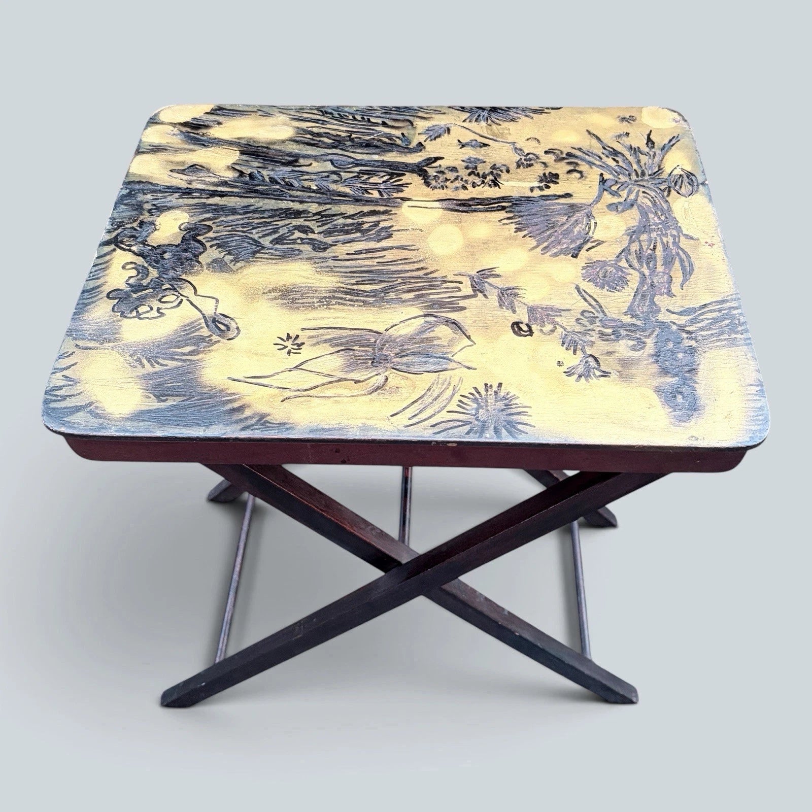 Antique Japanese Chinoiserie folding side table – view 2