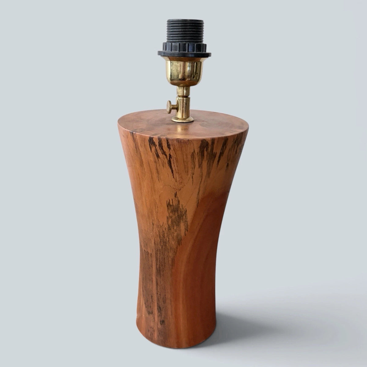 1960s sculptural burr walnut table lamp base – view 1