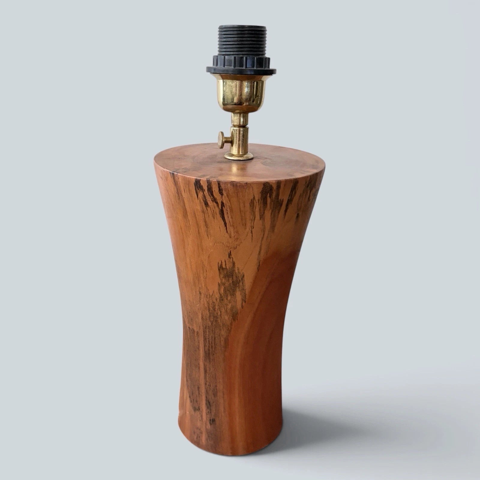 1960s sculptural burr walnut table lamp base – view 1