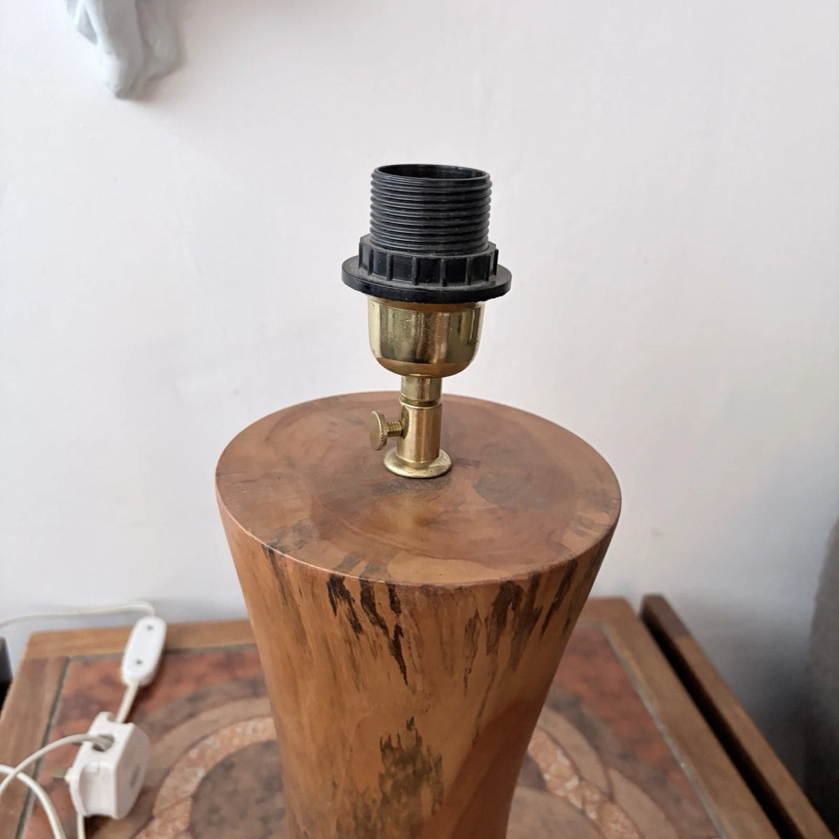 1960s sculptural burr walnut table lamp base – view 4
