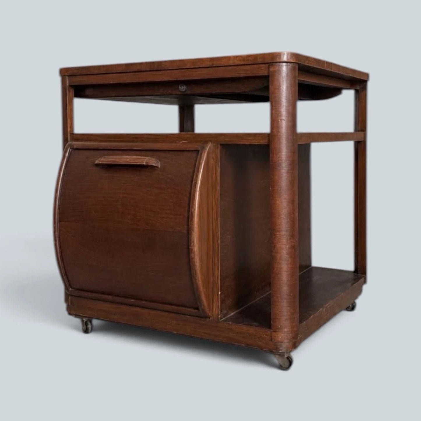 CC41 Incorporall walnut cocktail trolley and drinks cabinet – view 1