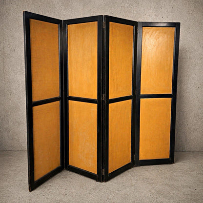 Antique Chinese Four-Panel Folding Room Divider – Black & Gold - view 1