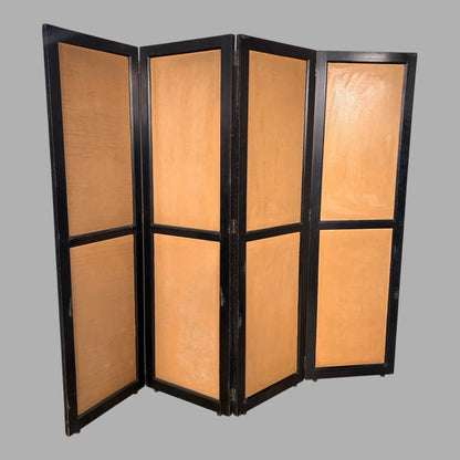 Antique Chinese Four-Panel Folding Room Divider – Black & Gold - view 2