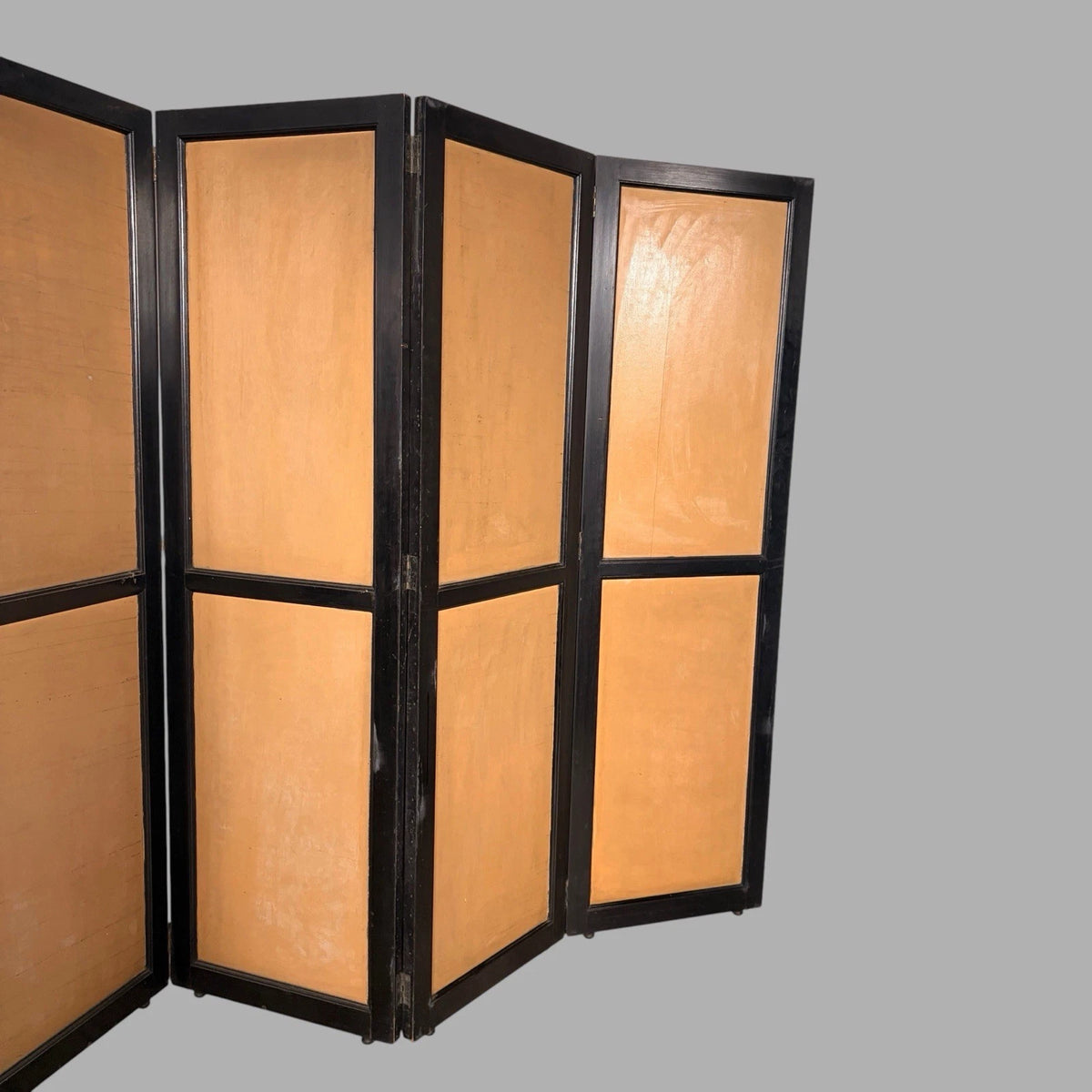 Antique Chinese Four-Panel Folding Room Divider – Black & Gold - view 4