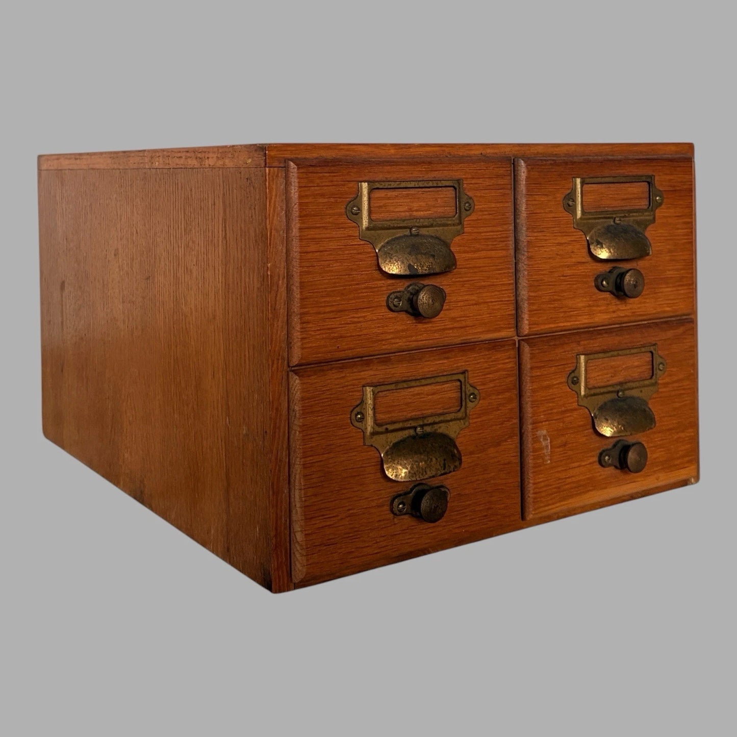 Vintage Oak Apothecary Filing Drawers – 4-Drawer Index Card Cabinet - view 2