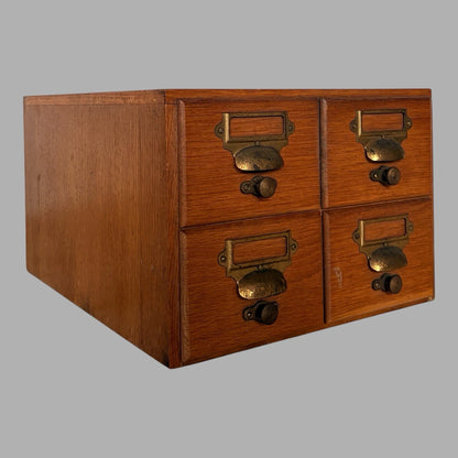 Vintage Oak Apothecary Filing Drawers – 4-Drawer Index Card Cabinet - view 2