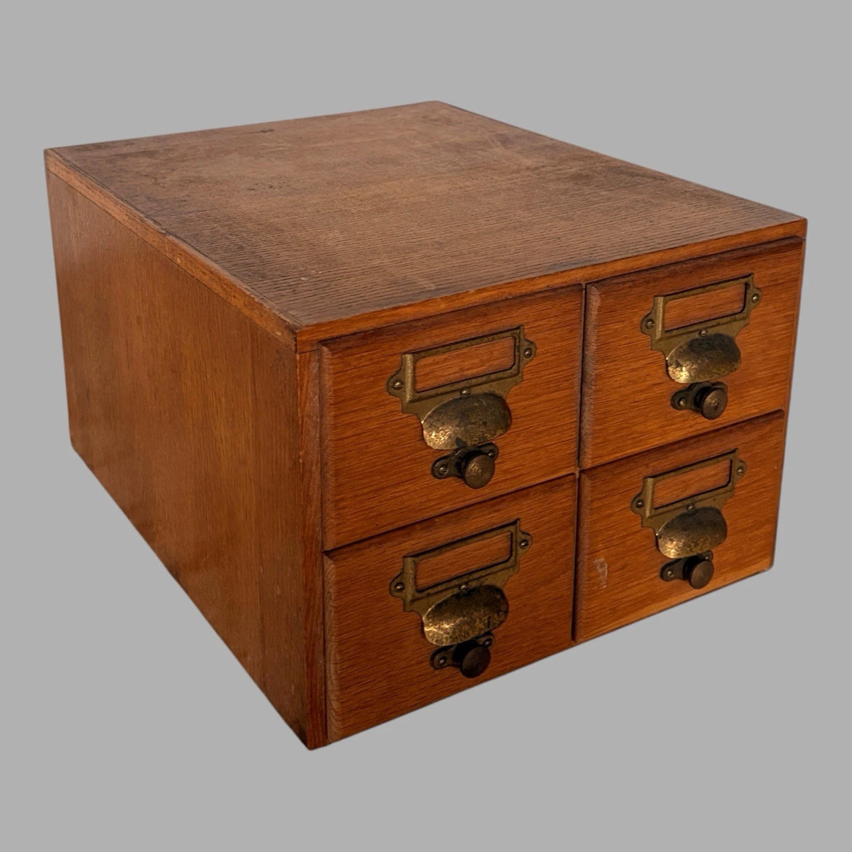Vintage Oak Apothecary Filing Drawers – 4-Drawer Index Card Cabinet - view 3