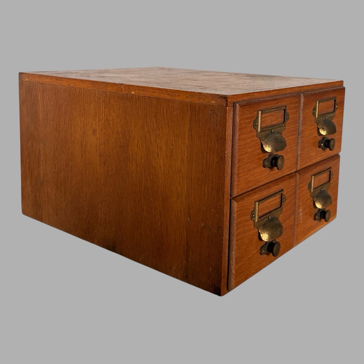 Vintage Oak Apothecary Filing Drawers – 4-Drawer Index Card Cabinet - view 4