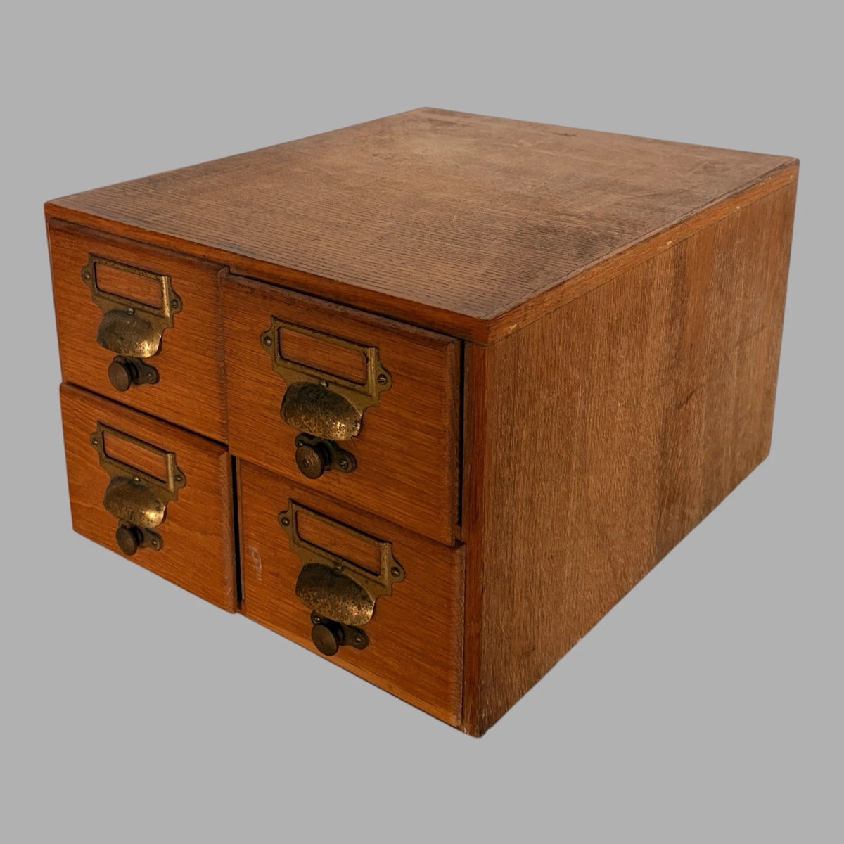 Vintage Oak Apothecary Filing Drawers – 4-Drawer Index Card Cabinet - view 5