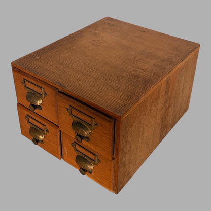 Vintage Oak Apothecary Filing Drawers – 4-Drawer Index Card Cabinet - view 6