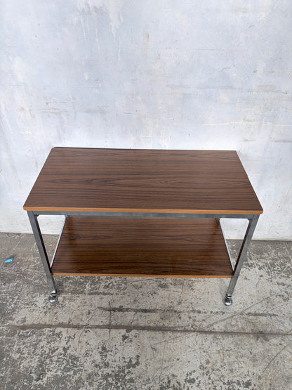Mid Century Walnut & Chrome Drinks Trolley on Castors