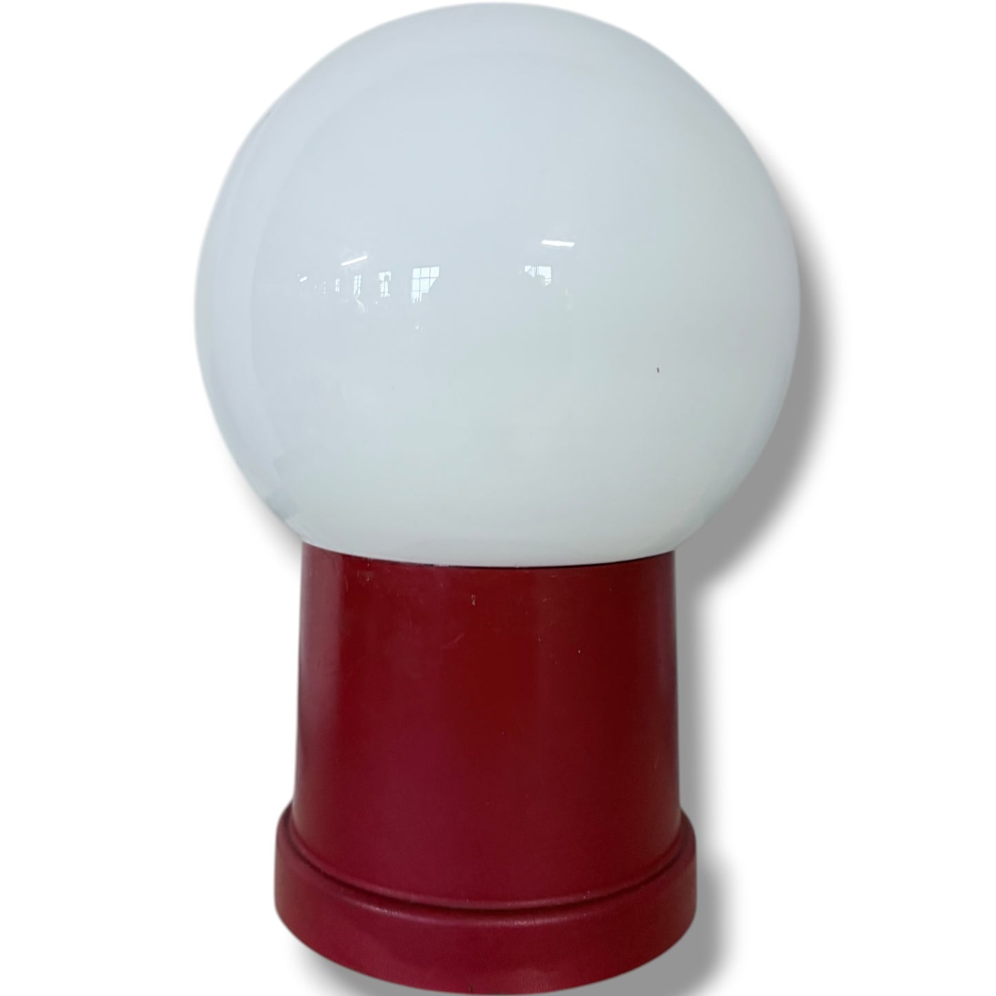 Vintage Space Age Lamp – Red Mushroom Table Lamp with Opaline Glass Shade