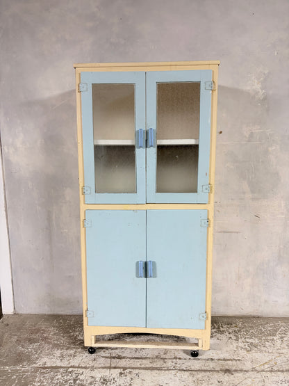 Esto Pale Blue & Cream Kitchenette Pantry Cupboard – Mid Century Utility Cabinet