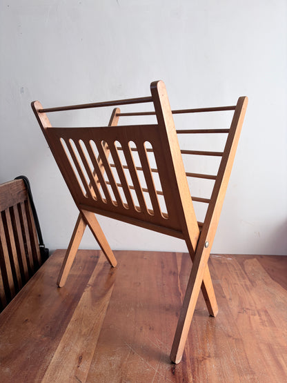 Mid Century Dutch Beech Folding Magazine Rack by Cees Braakman