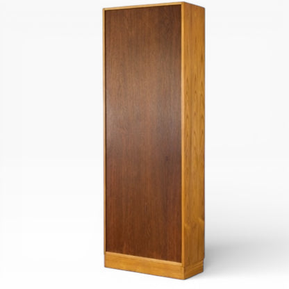 Danish Domino Teak Bookcase – Tall Slim Mid-Century Shelving Unit