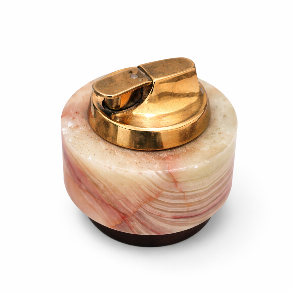 Art Deco Onyx Tabletop Lighter Prop – Round Marble Effect