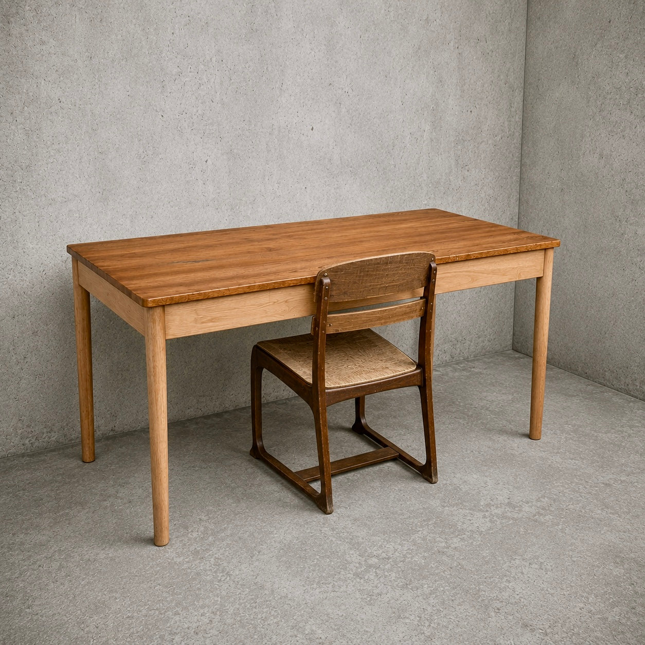 Mid Century Ercol Blonde Elm & Beech Compact Dining Table & Four Industrial Bentwood Dining Chairs