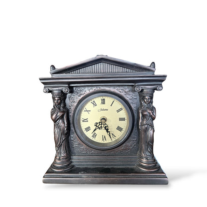 Vintage Mantel Clock - Juliana Neoclassical Resin Clock With Bronzed Finish
