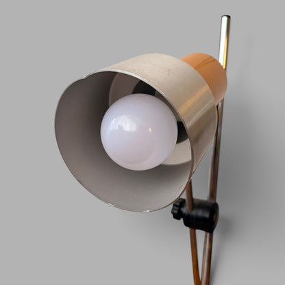 Vintage 1970s Mustard Orange & Chrome Adjustable Table Lamp Space Age