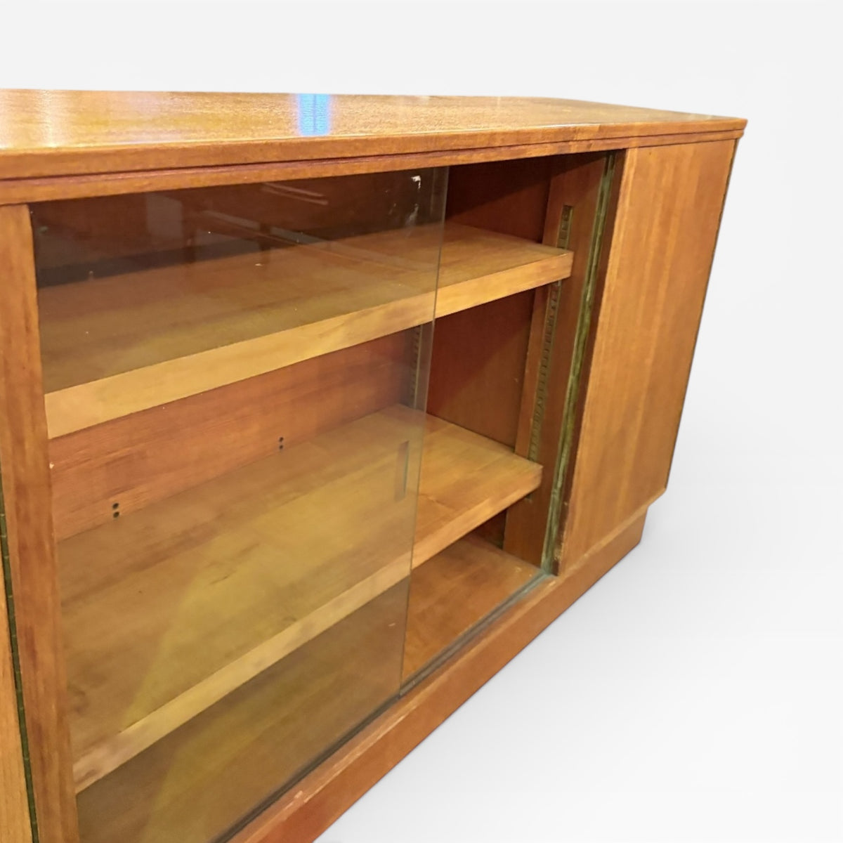 Mid Century Teak Sideboard – Vintage Storage Cabinet with Glazed Display