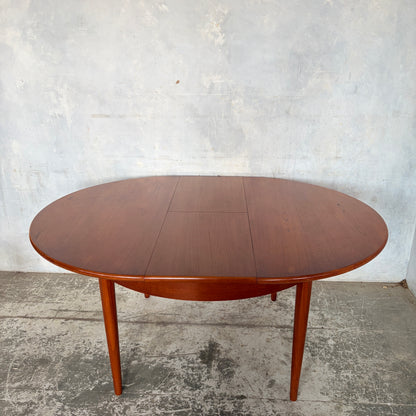 Mid Century Danish Teak Round Extending Dining Table