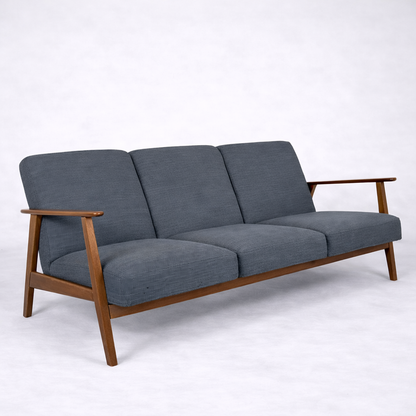 Vintage 1990s IKEA Teak Three-Seater Sofa – Scandinavian Lounge Sofa