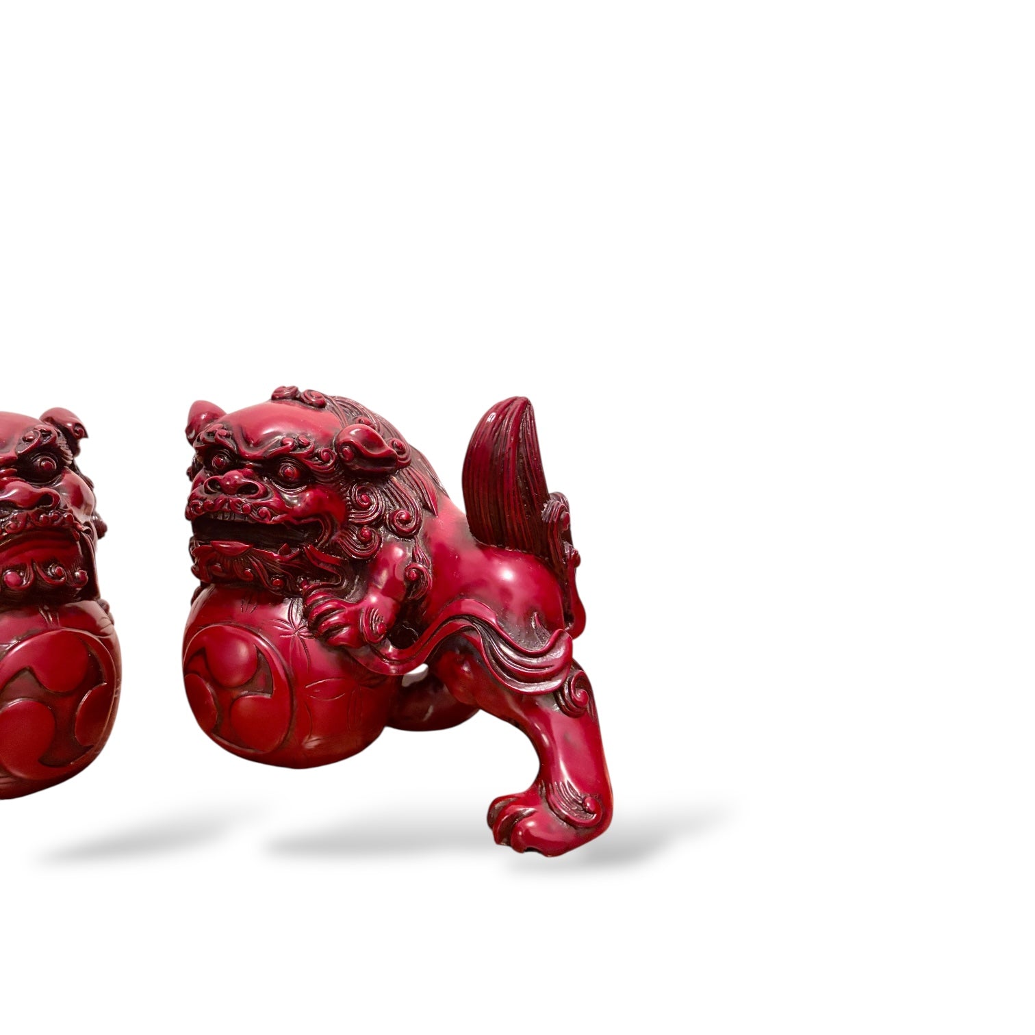 Heavy Resin Foo Dogs - Matching Pair Vintage Sculptures — view 6