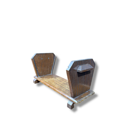 Arts & Crafts Solid Oak Book Trough | Antique Wooden Book Stand & Display — view 5