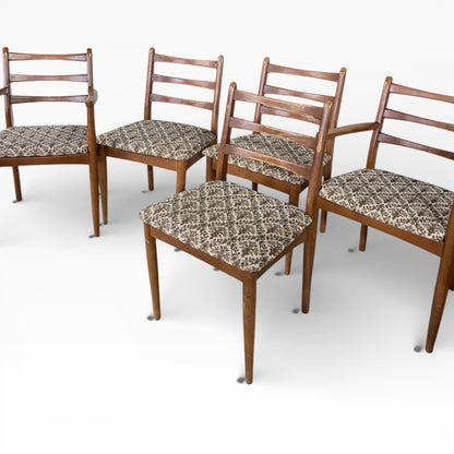 Vintage Dining Chair Set – Ladder-Back Chairs with Floral Tapestry Upholstery & Solid Timber Frames