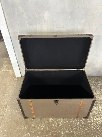 Vintage Grey Steamer Trunk | Antique Travel Chest