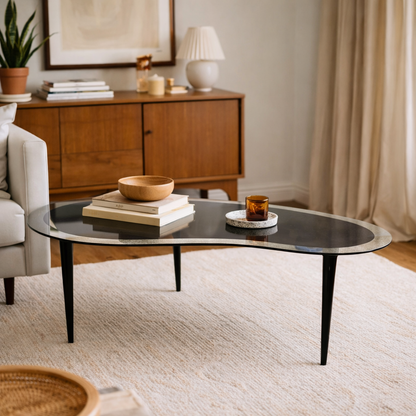 Mid-Century Italian Smoked Glass Kidney Coffee Table