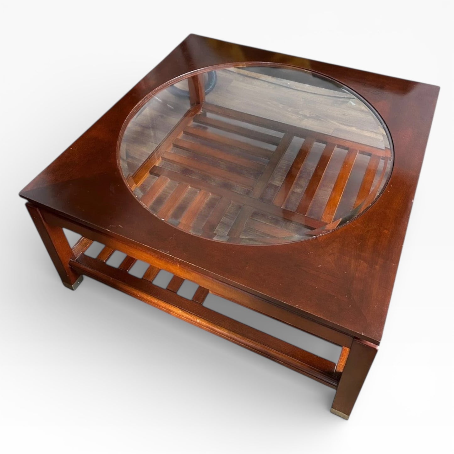Stickley Solid Cherry Coffee Table with Glass Insert (2001)