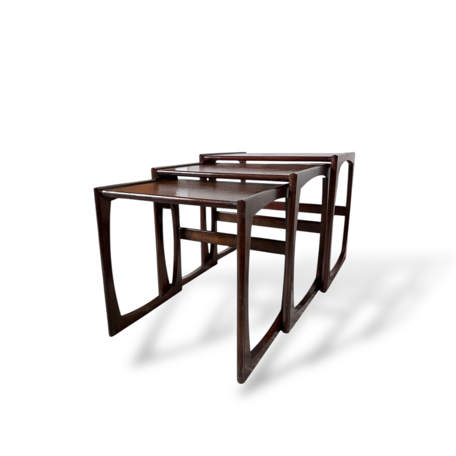 Mid Century Vintage G Plan Quadrille Nest of Tables Dark Wood — view 5