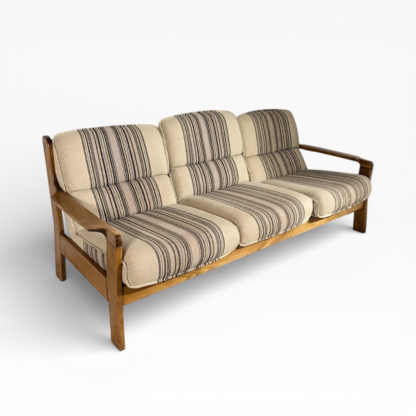 Mid-Century Danish Beech Three-Seater Sofa