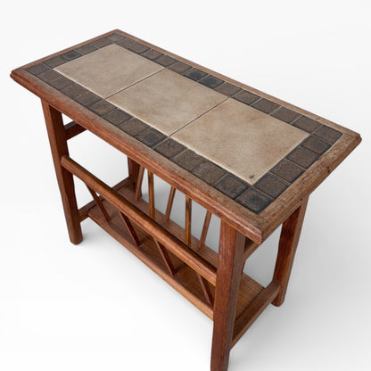Mid-Century Teak Tiled Magazine Rack / Side Table