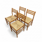 Italian Beech Dining Chairs – Set of Four Vintage Ladder Back Chairs with Woven Rush Seats