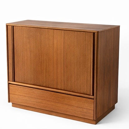 Danish Tambour Door Teak Media Unit / Storage Cabinet
