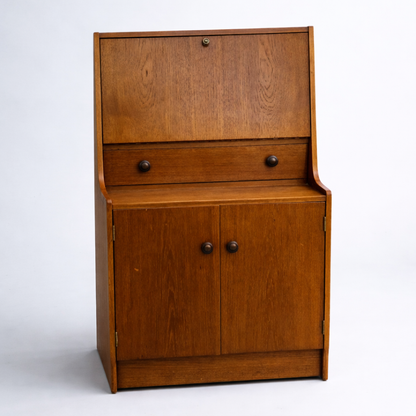 Mid Century Remploy Teak Writing Bureau / Compact Fall Front Desk